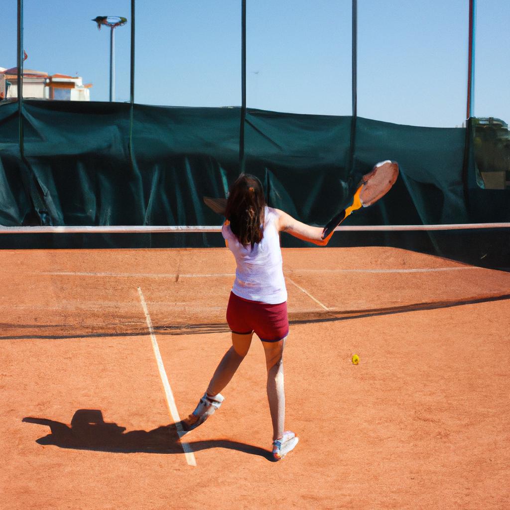 Person playing tennis at club