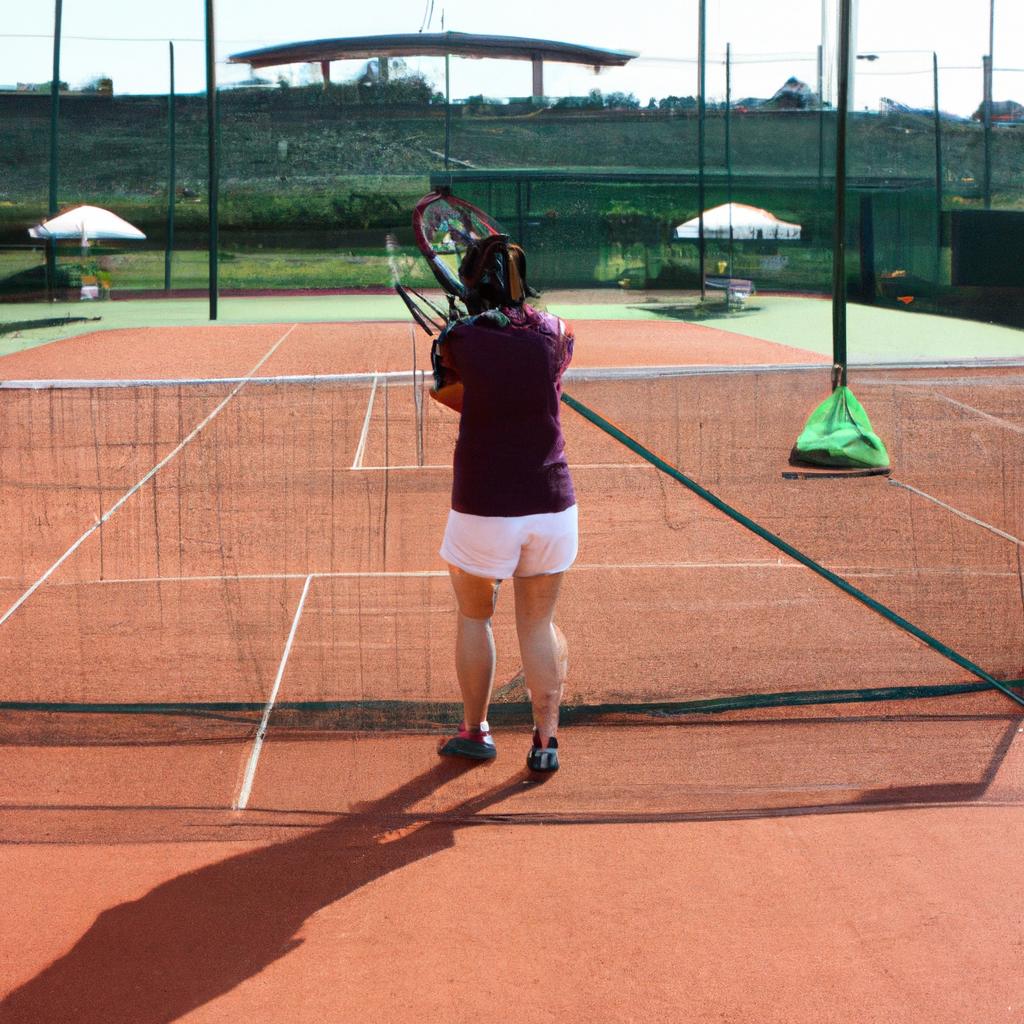 Person using tennis club facilities